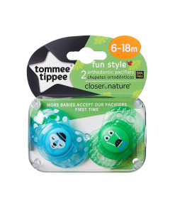 Tommee Tippee dudlik C2N Fun Style, 6 - 18 mesicu, 2 ks (modra, zelena) b