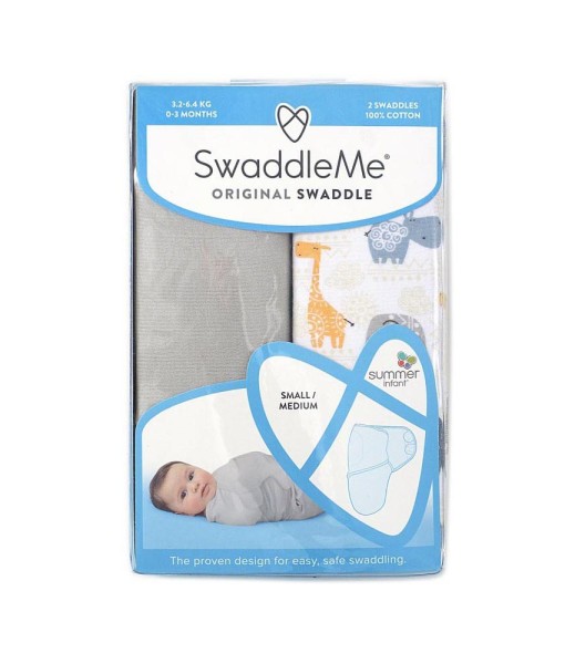 Summer Infant zavinovacka SwaddleMe Original (seda, zviratka z dzungle), 2 ks c