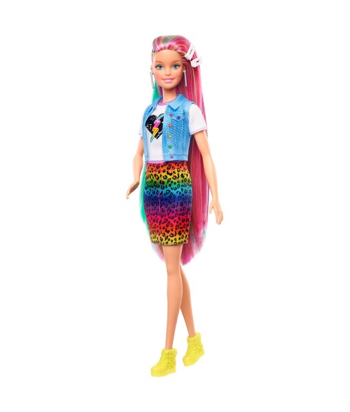 Mattel Barbie leopardi panenka s duhovymi vlasy a doplnky d
