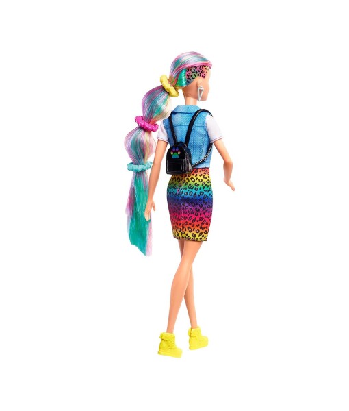 Mattel Barbie leopardi panenka s duhovymi vlasy a doplnky e